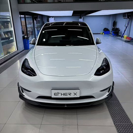 Tesla Model Y 2020 2021 2022 2023 2024 with Aftermarket Parts - AE Style Front Lip Carbon Fiber from ArmorExtend