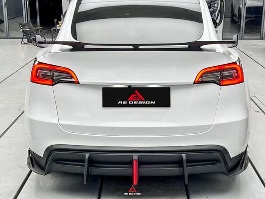 Tesla Model Y 2020 2021 2022 2023 2024 with Aftermarket Parts - AE Style Rear Diffuser Carbon Fiber?from??ArmorExtend