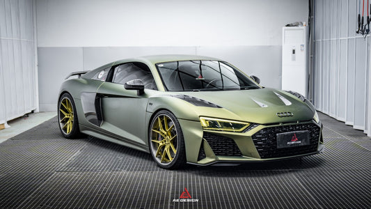 Audi R8 Gen 2 2016 2017 2018 2019 2020 2021 2022 2023 with Aftermarket Parts - Facelift Style Front Bumper & Lip Pre-preg Carbon Fiber / PP / ABS from Aero Republic