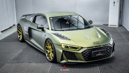 Audi R8 Gen 2 2016 2017 2018 2019 2020 2021 2022 2023 with Aftermarket Parts - Facelift Style Front Bumper & Lip Pre-preg Carbon Fiber / PP / ABS from Aero Republic