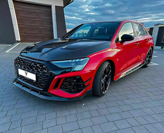 Audi RS3 S3 A3 8Y 2022-ON with Aftermarket Parts - Hood Bonnet Double-sided Carbon Fiber from Ventus Veloce
