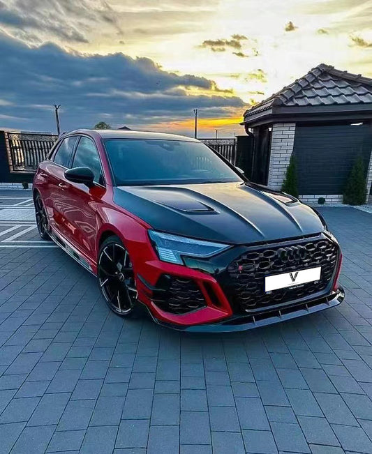 Audi RS3 S3 A3 8Y 2022-ON with Aftermarket Parts - Hood Bonnet Double-sided Carbon Fiber from Ventus Veloce
