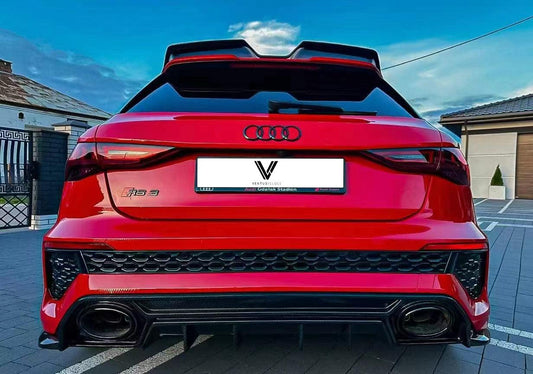 Audi RS3 8Y 2022-ON with Aftermarket Parts - Rear Diffuser & Canards Carbon Fiber from Ventus Veloce