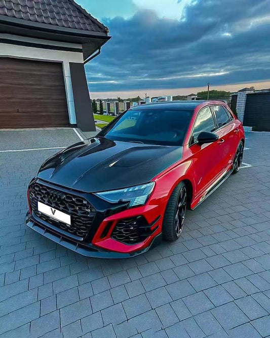 Audi RS3 S3 A3 8Y 2022-ON with Aftermarket Parts - Hood Bonnet Double-sided Carbon Fiber from Ventus Veloce