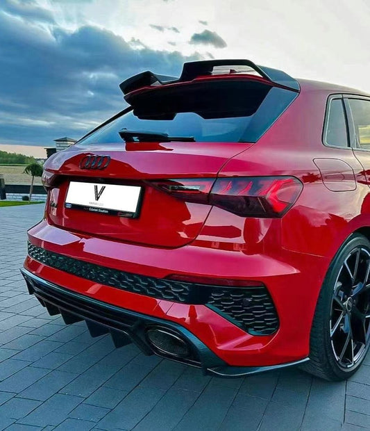 Audi RS3 8Y 2022-ON with Aftermarket Parts - Rear Diffuser & Canards Carbon Fiber from Ventus Veloce