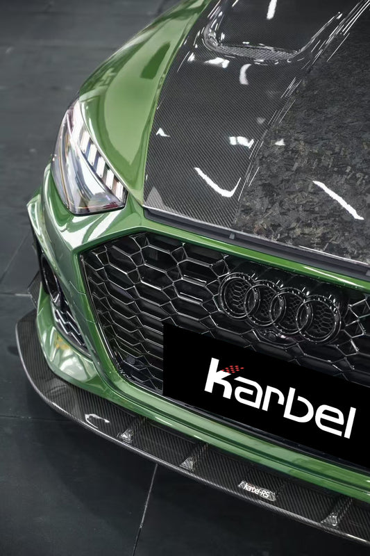 Audi RS4 B9.5 2020 2021 2022 2023 2024 with Aftermarket Parts - Front Lip Pre-preg Carbon Fiber from Karbel Carbon