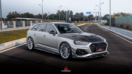 Audi RS4 B9.5 2020-ON with Aftermarket Parts - ART V2 Front Canards Dry Pre-preg Carbon Fiber from ArmorExtend