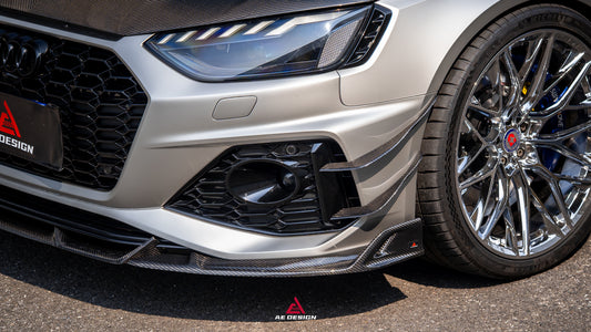 Audi RS4 B9.5 2020-ON with Aftermarket Parts - ART V2 Front Canards Dry Pre-preg Carbon Fiber from ArmorExtend