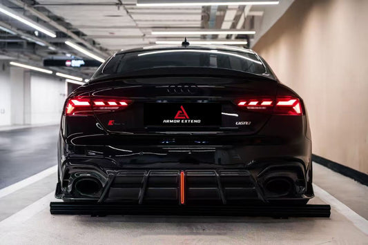 Audi RS5 B9.5 2020 2021 2022 2023 2024 2025 with Aftermarket Parts - AE V2 Style Rear Diffuser & Canards Dry Pre-preg Carbon Fiber from ArmorExtend
