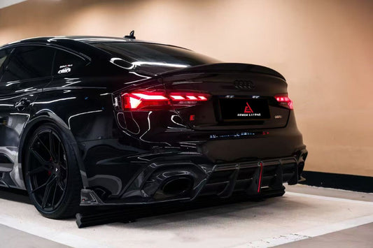 Audi RS5 B9.5 2020 2021 2022 2023 2024 2025 with Aftermarket Parts - AE V2 Style Rear Diffuser & Canards Dry Pre-preg Carbon Fiber from ArmorExtend
