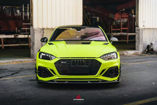 Audi RS5 B9.5 2020 2021 2022 2023 2024 2025 with Aftermarket Parts - AE V2 Style Front Lip Dry Pre-preg Carbon Fiber from ArmorExtend