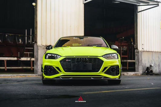 Audi RS5 B9.5 2020 2021 2022 2023 2024 2025 with Aftermarket Parts - AE V2 Style Front Lip Dry Pre-preg Carbon Fiber from ArmorExtend