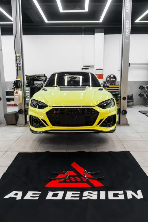 Audi RS5 B9.5 2020 2021 2022 2023 2024 2025 with Aftermarket Parts - AE V2 Style Front Canards Dry Pre-preg Carbon Fiber from ArmorExtend