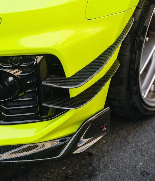 Audi RS5 B9.5 2020 2021 2022 2023 2024 2025 with Aftermarket Parts - AE V2 Style Front Canards Dry Pre-preg Carbon Fiber from ArmorExtend