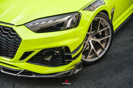 Audi RS5 B9.5 2020 2021 2022 2023 2024 2025 with Aftermarket Parts - AE V2 Style Front Canards Dry Pre-preg Carbon Fiber from ArmorExtend