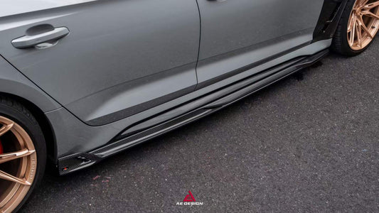 Audi RS5 B9.5 2020 2021 2022 2023 2024 2025 with Aftermarket Parts - ART V2 Style Side Skirts Dry Pre-preg Carbon Fiber from ArmorExtend
