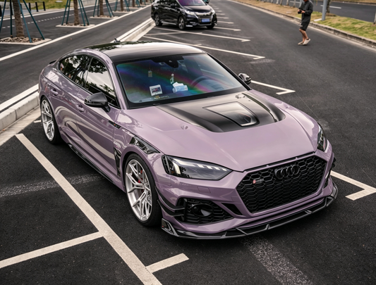 Audi RS5 S5 A5 B9 B9.5 2017 2018 2019 2020 2021 2022 2023 2024 2025 with Aftermarket Parts - ART Vented Transparent Glass V2 Style Hood Bonnet Dry Pre-preg Carbon Fiber from ArmorExtend