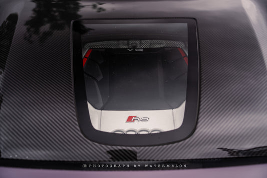 Audi RS5 S5 A5 B9 B9.5 2017 2018 2019 2020 2021 2022 2023 2024 2025 with Aftermarket Parts - ART Vented Transparent Glass V2 Style Hood Bonnet Dry Pre-preg Carbon Fiber from ArmorExtend