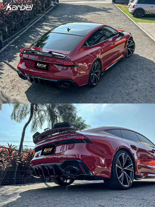 Audi RS6 C8 2020-ON & RS7 C8 2020-ON With Aftermarket Parts - Rear Diffuser & Canards Pre-preg Carbon Fiber from Karbel Carbon