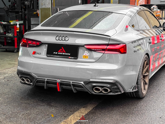 Audi S5 A5 (with s-line bumper, does not base model) B9.5 2020 2021 2022 2023 2024 with Aftermarket Parts - AE Rear Diffuser & Canards Carbon Fiber from ArmorExtend