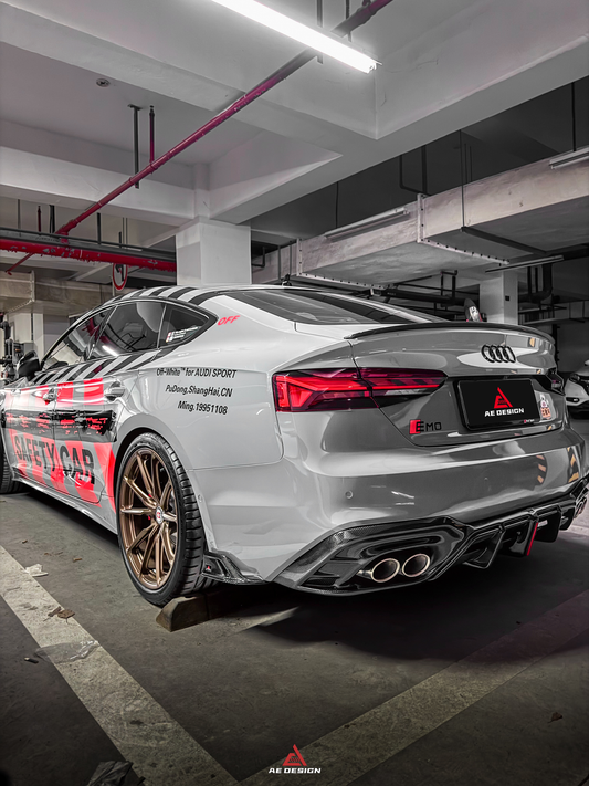 Audi S5 A5 (with s-line bumper, does not base model) B9.5 2020 2021 2022 2023 2024 with Aftermarket Parts - AE Rear Diffuser & Canards Carbon Fiber from ArmorExtend