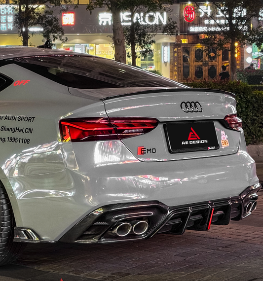 Audi S5 A5 (with s-line bumper, does not base model) B9.5 2020 2021 2022 2023 2024 with Aftermarket Parts - AE Rear Diffuser & Canards Carbon Fiber from ArmorExtend