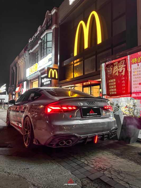 Audi S5 A5 (with s-line bumper, does not base model) B9.5 2020 2021 2022 2023 2024 with Aftermarket Parts - AE Rear Diffuser & Canards Carbon Fiber from ArmorExtend