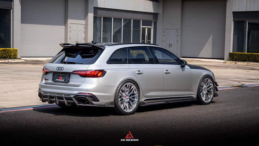 Audi RS5 B9.5 2020 2021 2022 2023 2024 2025 with Aftermarket Parts - ART V2 Style Side Skirts Dry Pre-preg Carbon Fiber from ArmorExtend