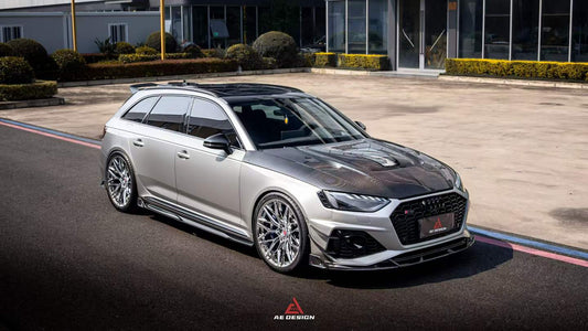 Audi RS5 B9.5 2020 2021 2022 2023 2024 2025 with Aftermarket Parts - ART V2 Style Side Skirts Dry Pre-preg Carbon Fiber from ArmorExtend