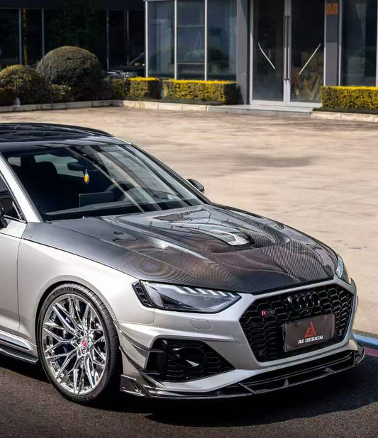 Audi RS5 S5 A5 B9 B9.5 2017 2018 2019 2020 2021 2022 2023 2024 2025 with Aftermarket Parts - ART Vented Transparent Glass V2 Style Hood Bonnet Dry Pre-preg Carbon Fiber from ArmorExtend