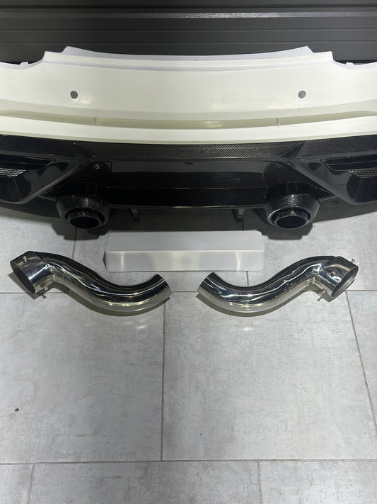 Mercedes Benz AMG GT/GTS C190 (fits both Pre-facelift & facelift) 2015 2016 2017 2018 2019 2020 2021 with Aftermarket Parts - Paragon Rear Bumper & Diffuser (Exhaust Pipe Extension & Tips Included) Carbon Fiber / FRP from Robot Craftsman