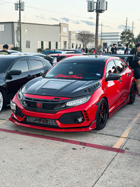Honda Civic Type-R FK8 2017-2021 & Civic 10th Gen FC1 FC2 FC5 FC6 2016-2021 & Civic 10th Gen FC3 FC4 FK7 2017-2021 with Aftermarket Parts - Clearview Glass Style Hood Bonnet Carbon Fiber / FRP from CMST Tuning