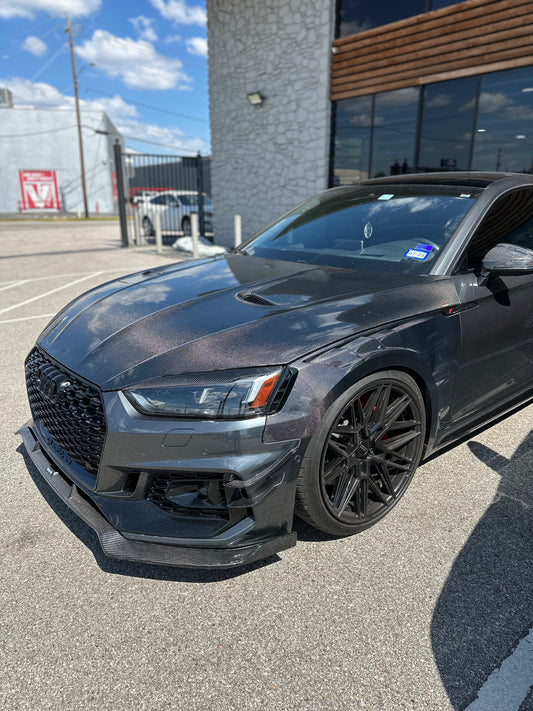 Audi RS5 B9 2018 2019 2020 with Aftermarket Parts - Front Canards Pre-preg Carbon Fiber from Karbel Carbon