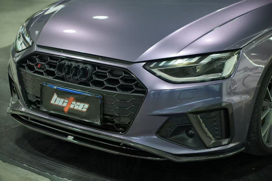 Audi S4 / A4 (with S-line bumper) B9.5 2020 2021 2022 2023 2024 with Aftermarket Parts - V2 Front Lip Pre-preg Carbon Fiber from BCTXE Tuning