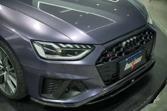 Audi S4 / A4 (with S-line bumper) B9.5 2020 2021 2022 2023 2024 with Aftermarket Parts - V2 Front Lip Pre-preg Carbon Fiber from BCTXE Tuning