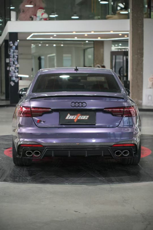 Audi S4 / A4 (With S-line Bumper) B9.5 2020-ON with Aftermarket Parts - With & Without Light Rear Diffuser Pre-preg Carbon Fiber from BCTXE Tuning