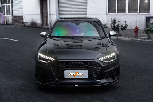 Audi S4 / A4 (with S-line bumper) B9.5 2020 2021 2022 2023 2024 with Aftermarket Parts - V2 Front Lip Pre-preg Carbon Fiber from BCTXE Tuning