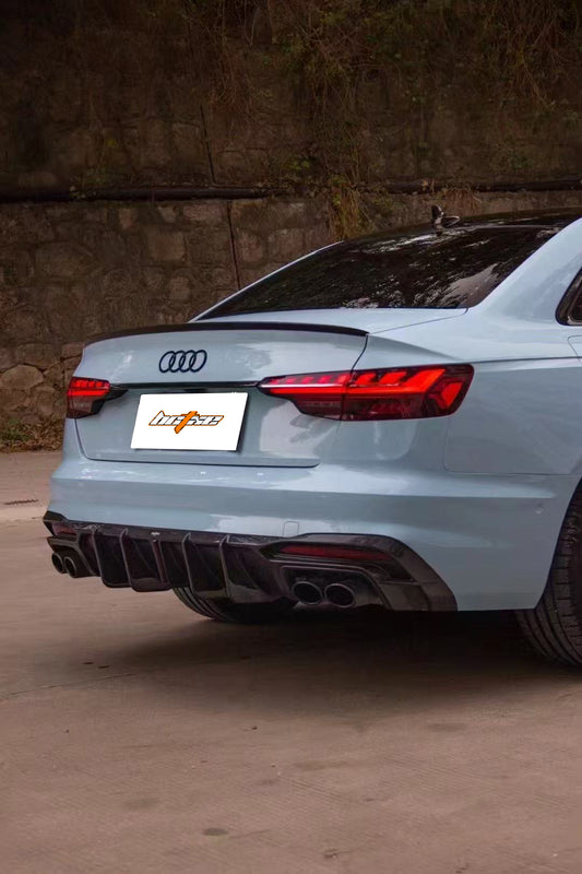 Audi S4 / A4 (With S-line Bumper) B9.5 2020-ON with Aftermarket Parts - With & Without Light Rear Diffuser Pre-preg Carbon Fiber from BCTXE Tuning