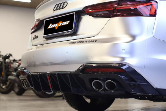 Audi S5 A5 S-line (with s-line bumper, does not base model) B9.5 2020 2021 2022 2023 2024 with Aftermarket Parts - V2 Rear Diffuser Pre-preg Carbon Fiber from BCTXE Tuning