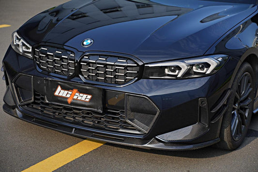 BMW 3 Series 330i (with M-package bumper, does not fit base model) M340i G20 G21 LCI 2023 2024 with Aftermarket Parts - V2 Style Front Lip Pre-preg Carbon Fiber from BCTXE Tuning