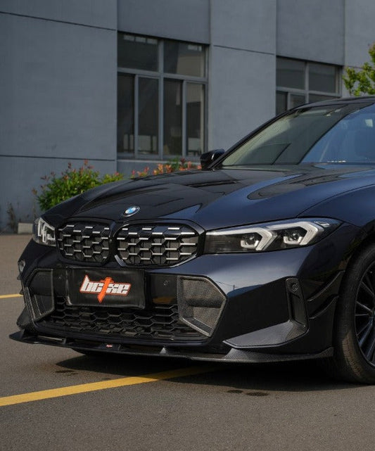 BMW 3 Series 330i (with M-package bumper, does not fit base model) M340i G20 G21 LCI 2023 2024 with Aftermarket Parts - V1 Style Front Lip Carbon Fiber from BCTXE Tuning