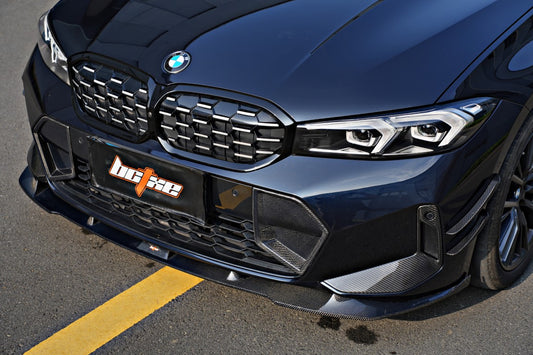 BMW 3 Series 330i (with M-package bumper, does not fit base model) M340i G20 G21 LCI 2023 2024 with Aftermarket Parts - V1 Style Front Lip Carbon Fiber from BCTXE Tuning