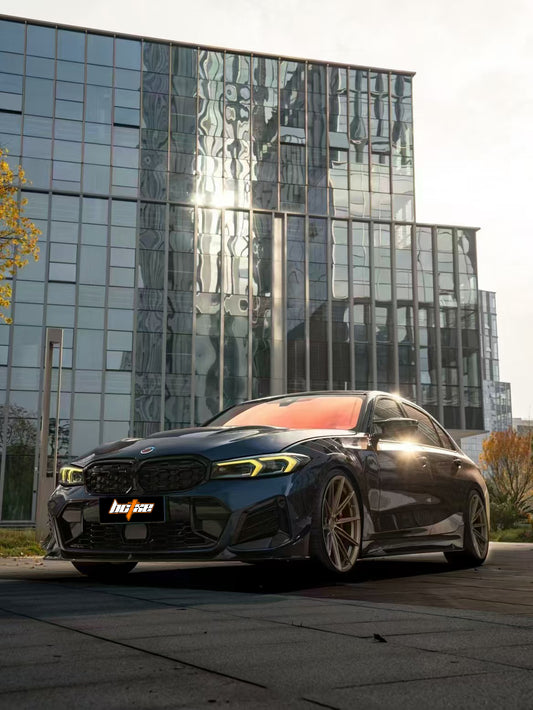 BMW 3 Series 330i (with M-package bumper, does not fit base model) M340i G20 G21 LCI 2023 2024 with Aftermarket Parts - V2 Style Front Lip Pre-preg Carbon Fiber from BCTXE Tuning