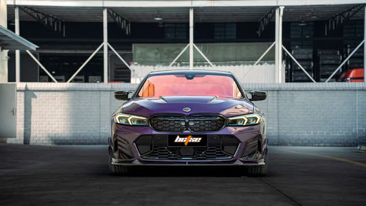 BMW 3 Series 330i (with M-package bumper, does not fit base model) M340i G20 G21 LCI 2023 2024 with Aftermarket Parts - V2 Style Front Lip Pre-preg Carbon Fiber from BCTXE Tuning