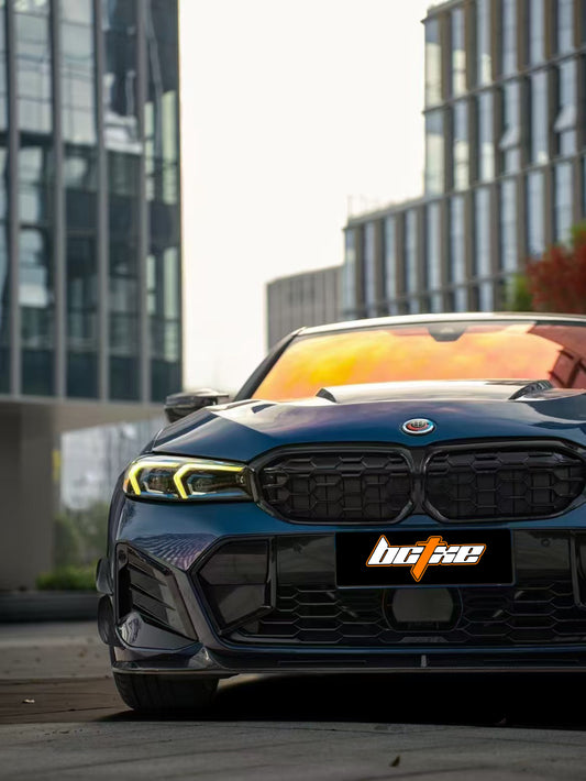 BMW 3 Series 330i (with M-package bumper, does not fit base model) M340i G20 G21 LCI 2023 2024 with Aftermarket Parts - V2 Style Front Lip Pre-preg Carbon Fiber from BCTXE Tuning