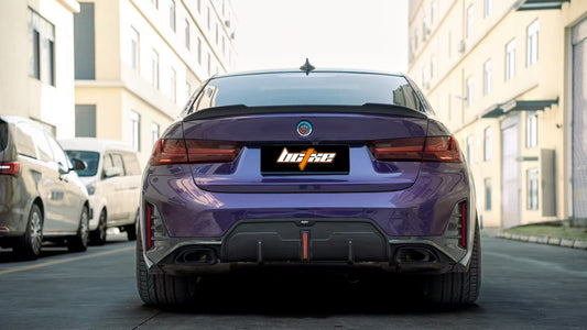 BMW 3 Series 330i (with M-package bumper, does not fit base model) M340i G20 G21 LCI 2023 2024 with Aftermarket Parts - Rear Diffuser Pre-preg Carbon Fiber from BCTXE Tuning