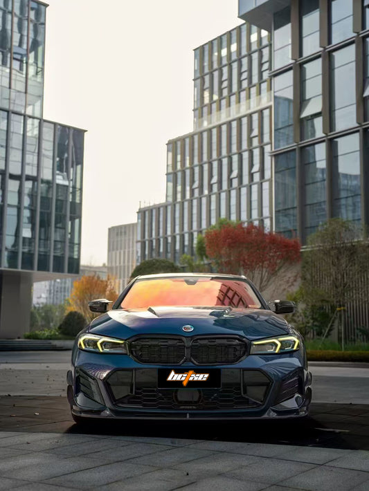 BMW 3 Series 330i (with M-package bumper, does not fit base model) M340i G20 G21 LCI 2023 2024 with Aftermarket Parts - V2 Style Front Lip Pre-preg Carbon Fiber from BCTXE Tuning