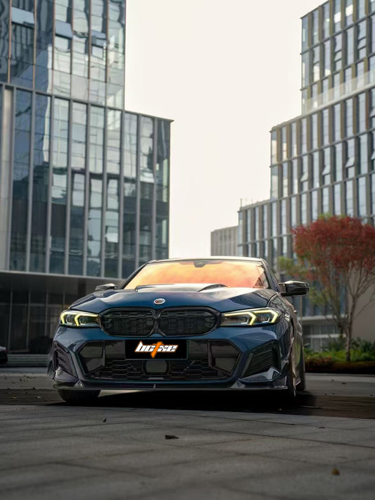 BMW 3 Series 330i (with M-package bumper, does not fit base model) M340i G20 G21 LCI 2023 2024 with Aftermarket Parts - V2 Style Front Lip Pre-preg Carbon Fiber from BCTXE Tuning
