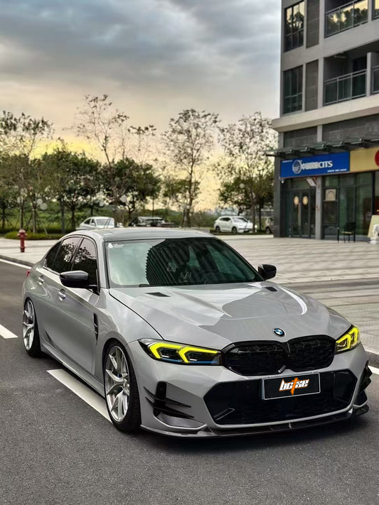 BMW 3 Series 330i (with M-package bumper, does not fit base model) M340i G20 G21 LCI 2023 2024 with Aftermarket Parts - V2 Style Front Lip Pre-preg Carbon Fiber from BCTXE Tuning