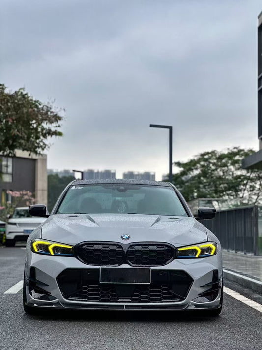 BMW 3 Series 330i (with M-package bumper, does not fit base model) M340i G20 G21 LCI 2023 2024 with Aftermarket Parts - V2 Style Front Lip Pre-preg Carbon Fiber from BCTXE Tuning